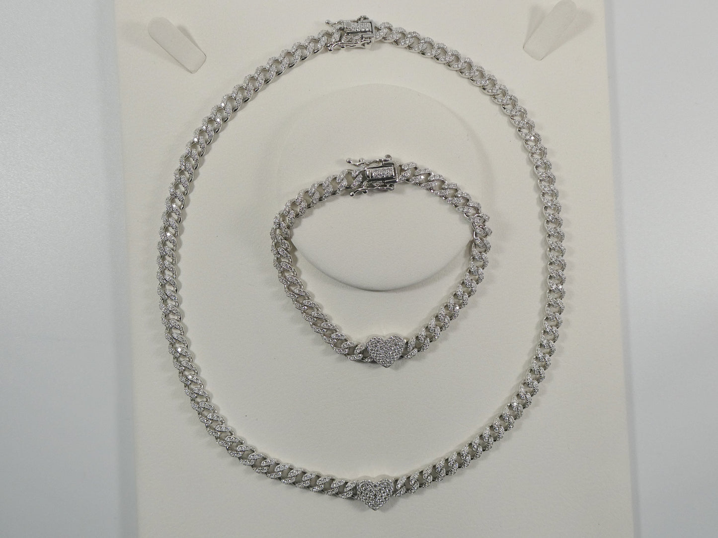 real 925 sterling silver full stone prong setting heart center