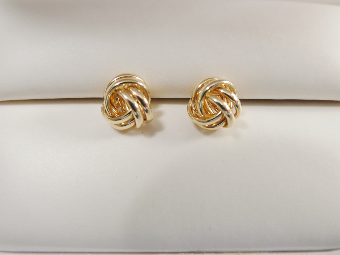 real 10k solid yellow gold push post small loveknot stud earring
