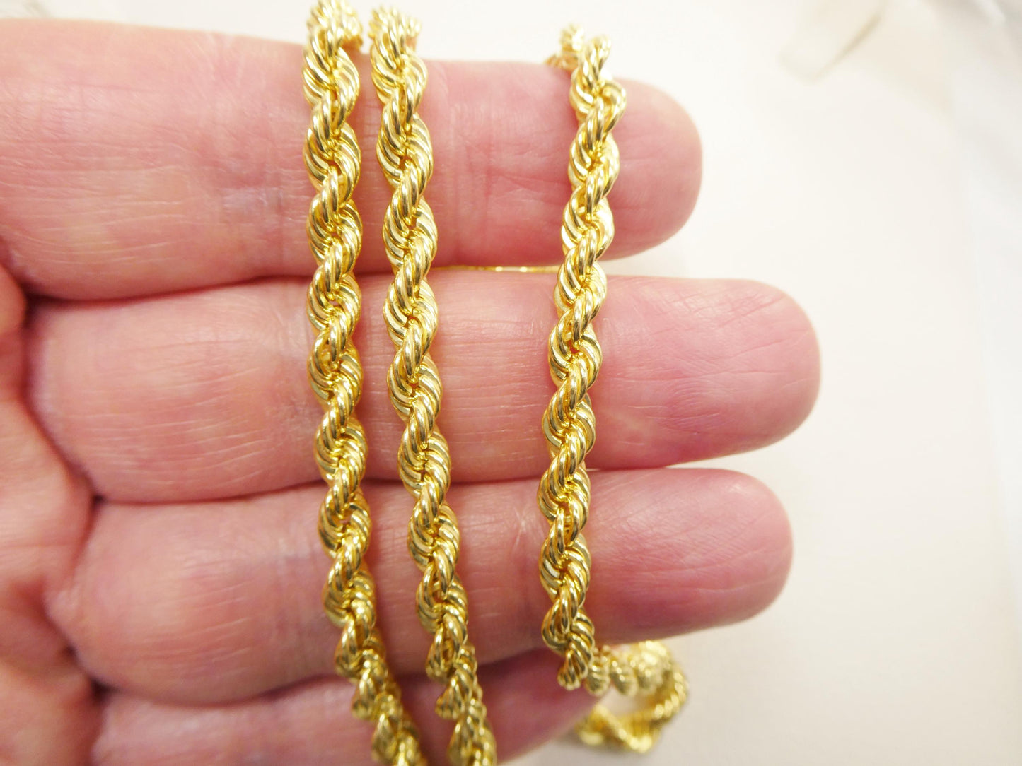 real 925 sterling silver rope chain 4.5mm 14k yellow gold finish