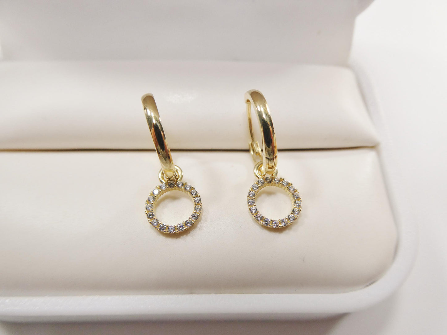 real 10k solid yellow gold circle dropping daith hoop huggie earrings