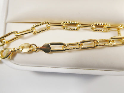 7.5 / 10 Inch 14k Gold Filled Paper Clip Chain Ladies Bracelet