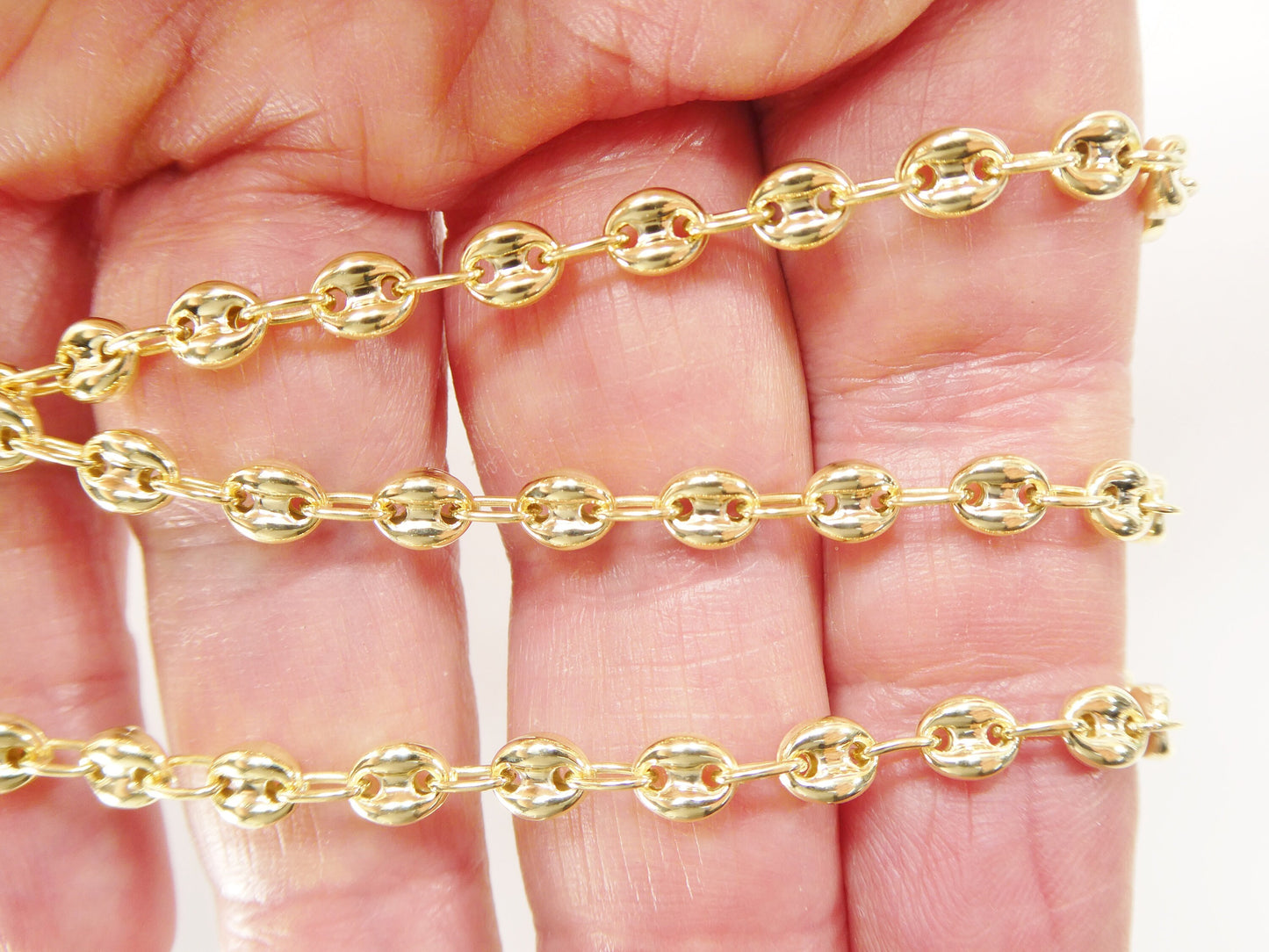 real 10k solid yellow gold 5.5/6/ 6.5 inch children/women puffed mariner bracelet
