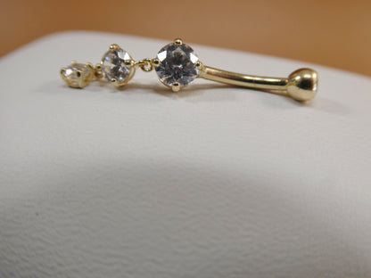 14k Real Solid Yellow Gold Flower Belly Button Ring Piercing