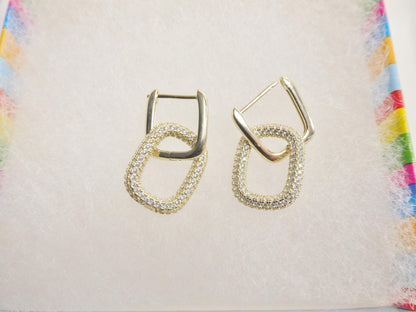 Real 925 Sterling Silver U-Shape Paperclip Earrings