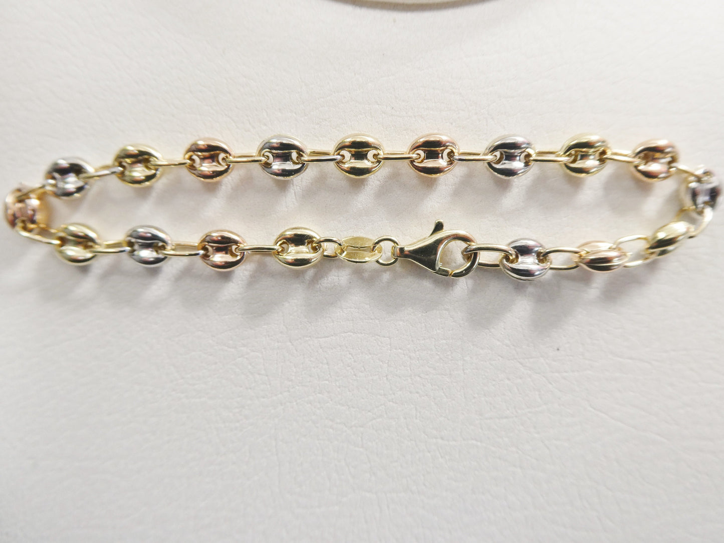 real 14k solid yellow gold 7 inch puff mariner ladies bracelet