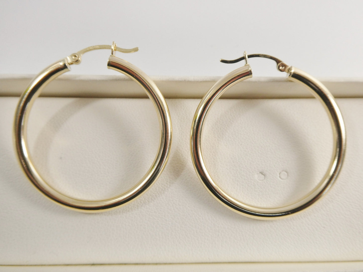 real 10k solid yellow gold plain high polish 35mm hoop huggie earrings