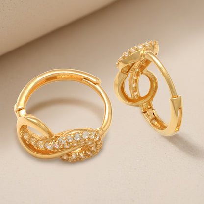 Real 10k Solid Yellow Gold Fancy Hoop Huggies Earrings