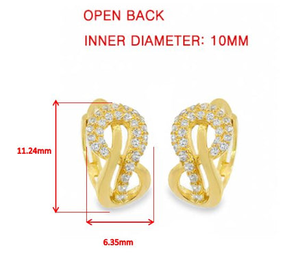 Real 10k Solid Yellow Gold Fancy Hoop Huggies Earrings