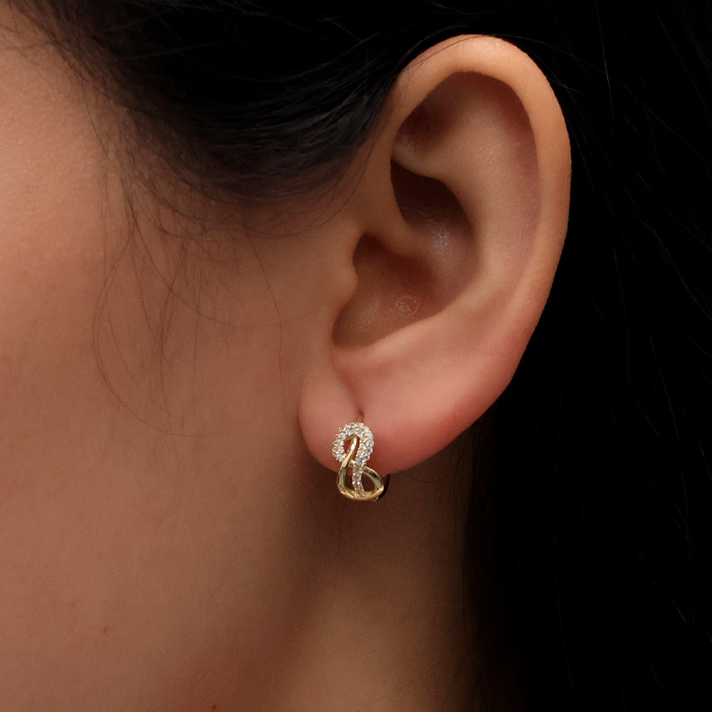 Real 10k Solid Yellow Gold Fancy Hoop Huggies Earrings