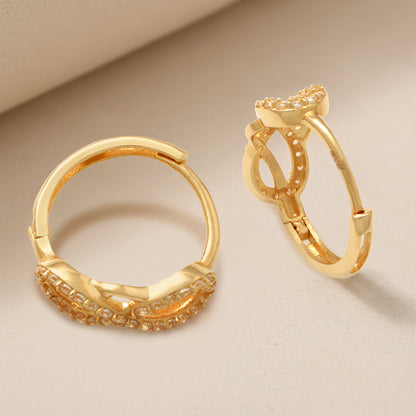 Real 10k Solid Yellow Gold Fancy Hoop Huggies Earrings