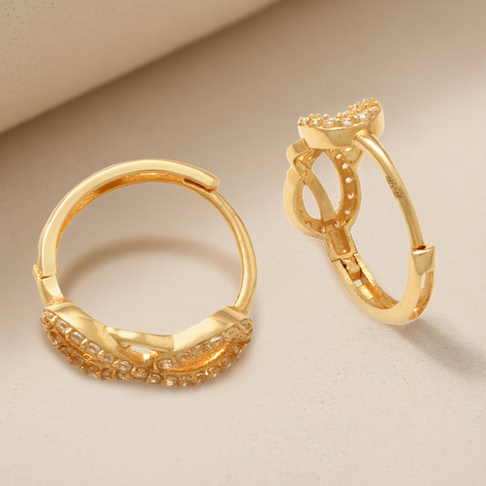 Real 10k Solid Yellow Gold Fancy Hoop Huggies Earrings