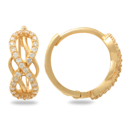 Real 10k Solid Yellow Gold Fancy Hoop Huggies Earrings