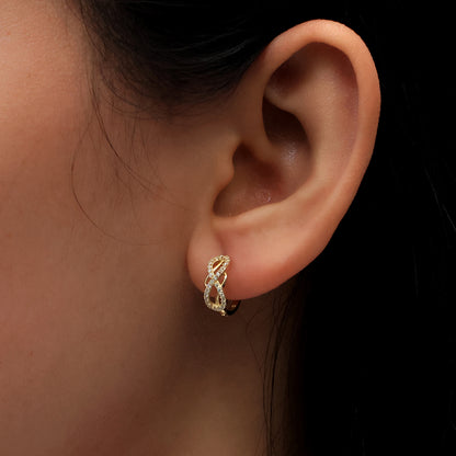 Real 10k Solid Yellow Gold Fancy Hoop Huggies Earrings