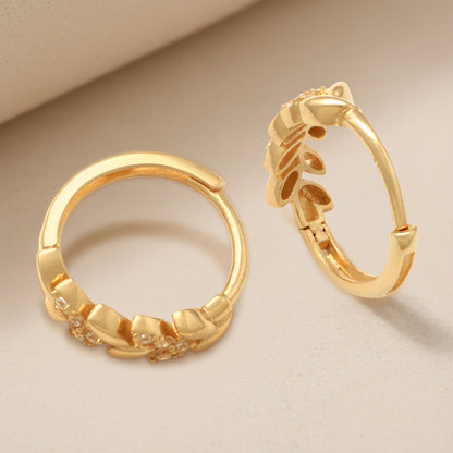 Real 10k Solid Yellow Gold Fancy Hoop Huggies Earrings