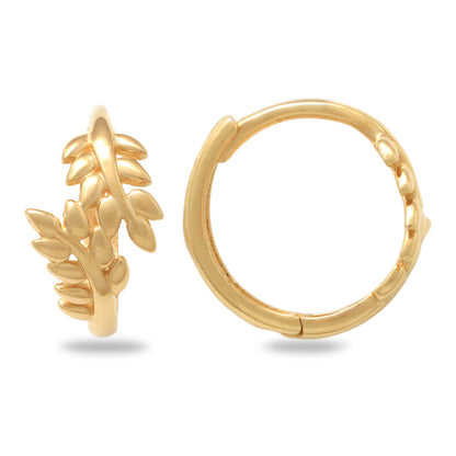 Real 10k Solid Yellow Gold Fancy Hoop Huggies Earrings