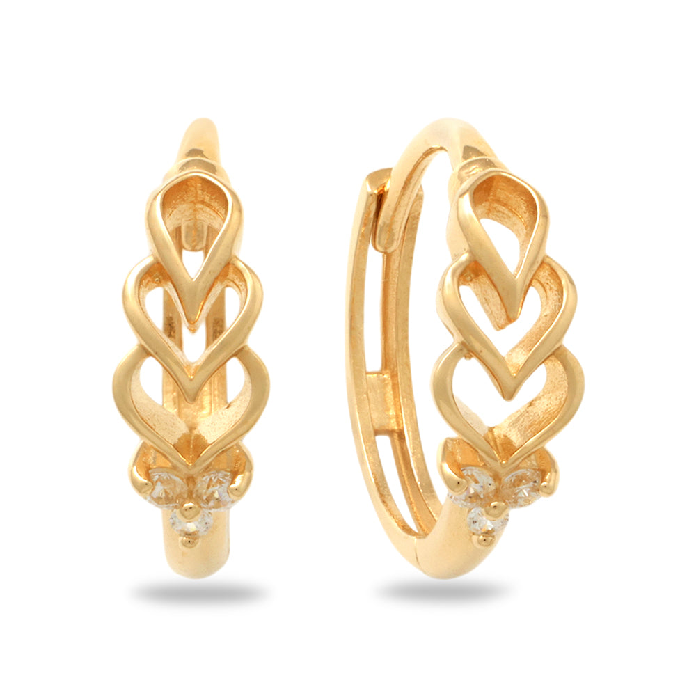 Real 10k Solid Yellow Gold Fancy Hoop Huggies Earrings
