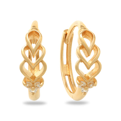 Real 10k Solid Yellow Gold Fancy Hoop Huggies Earrings