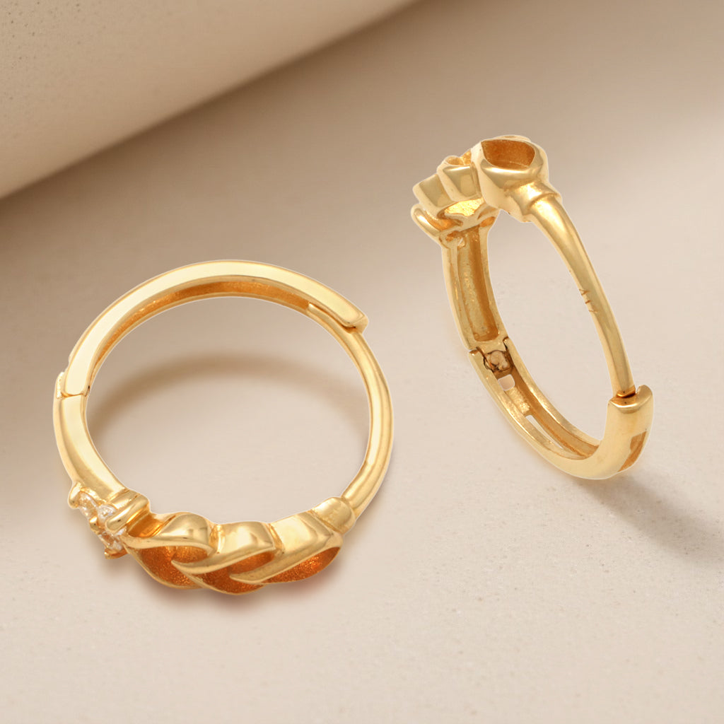 Real 10k Solid Yellow Gold Fancy Hoop Huggies Earrings