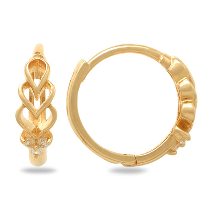Real 10k Solid Yellow Gold Fancy Hoop Huggies Earrings