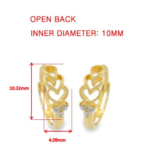 Real 10k Solid Yellow Gold Fancy Hoop Huggies Earrings