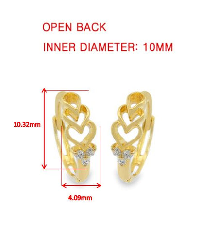 Real 10k Solid Yellow Gold Fancy Hoop Huggies Earrings