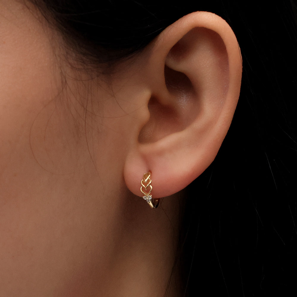 Real 10k Solid Yellow Gold Fancy Hoop Huggies Earrings