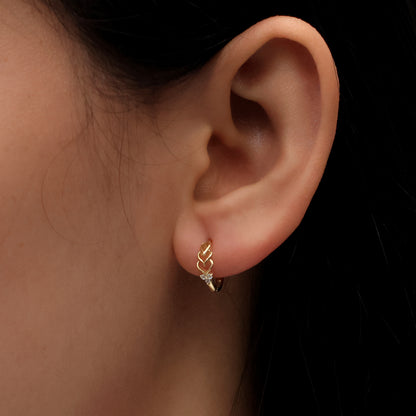 Real 10k Solid Yellow Gold Fancy Hoop Huggies Earrings