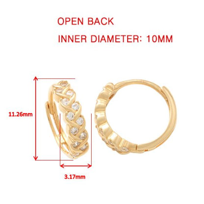 Real 10k Solid Yellow Gold Fancy Hoop Huggies Earrings