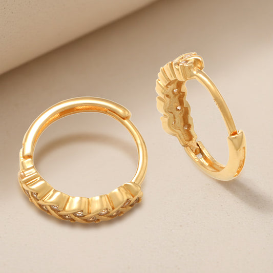 Real 10k Solid Yellow Gold Fancy Hoop Huggies Earrings