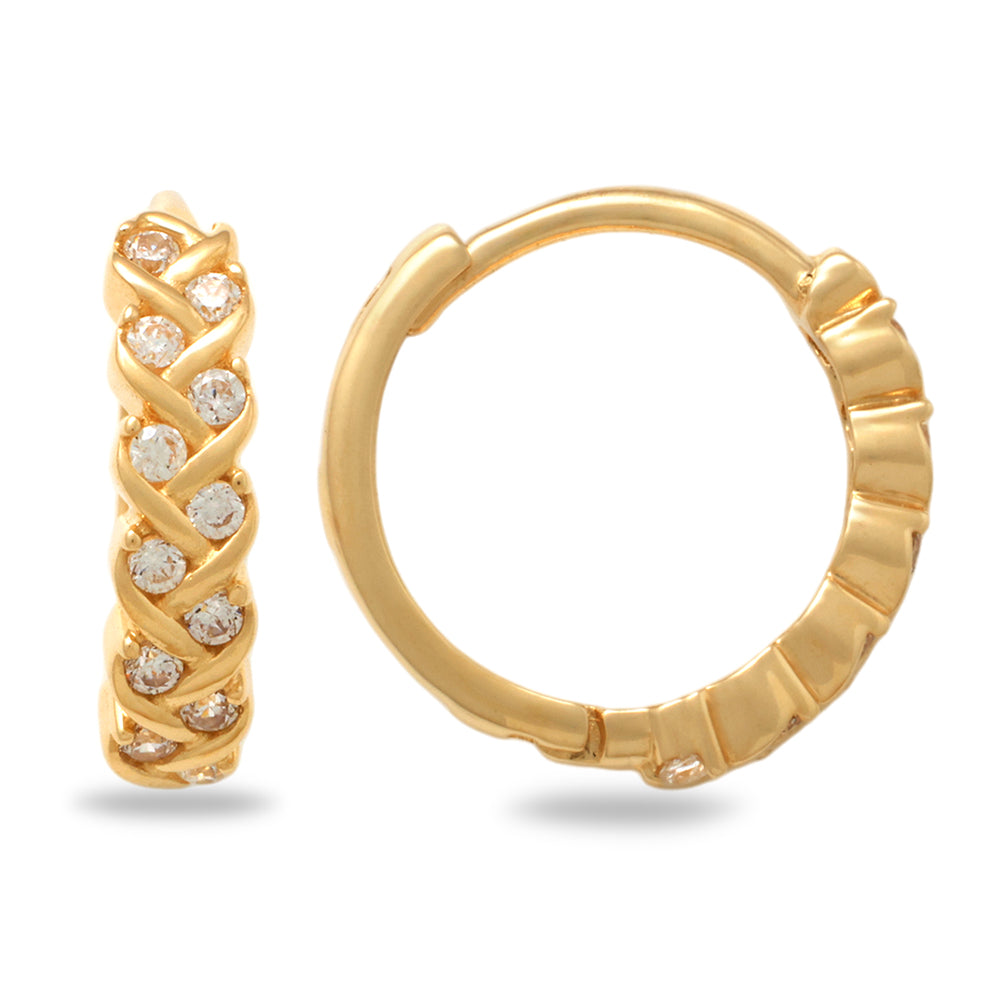 Real 10k Solid Yellow Gold Fancy Hoop Huggies Earrings