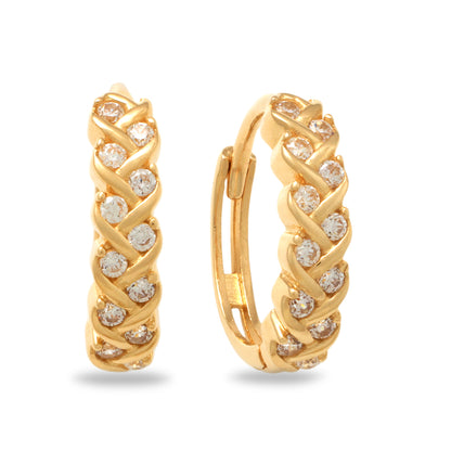 Real 10k Solid Yellow Gold Fancy Hoop Huggies Earrings