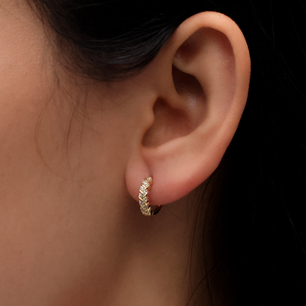 Real 10k Solid Yellow Gold Fancy Hoop Huggies Earrings