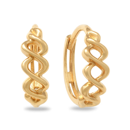 Real 10k Solid Yellow Gold Fancy Hoop Huggies Earrings