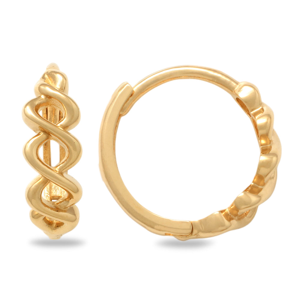 Real 10k Solid Yellow Gold Fancy Hoop Huggies Earrings