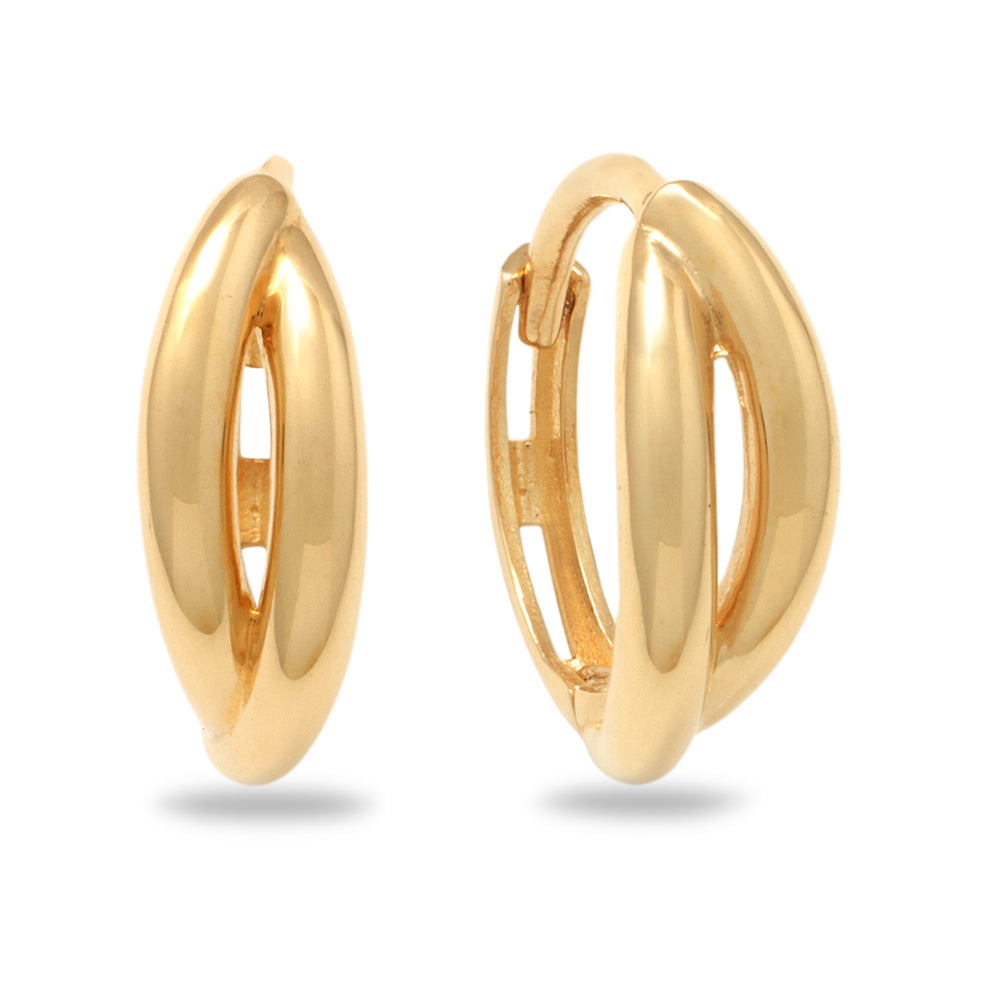 Real 10k Solid Yellow Gold Fancy Hoop Huggies Earrings