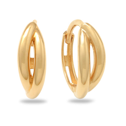 Real 10k Solid Yellow Gold Fancy Hoop Huggies Earrings