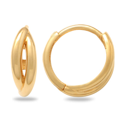 Real 10k Solid Yellow Gold Fancy Hoop Huggies Earrings