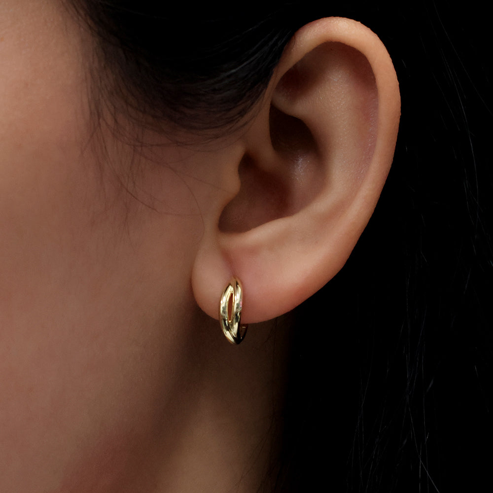 Real 10k Solid Yellow Gold Fancy Hoop Huggies Earrings