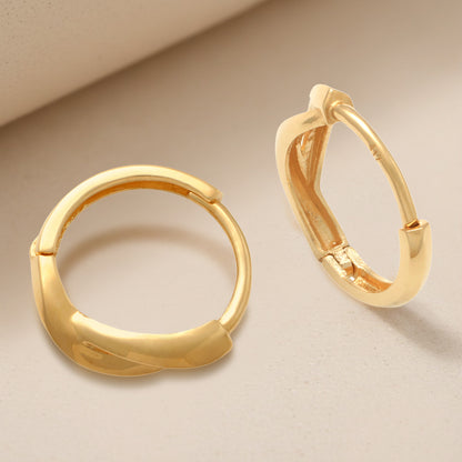 Real 10k Solid Yellow Gold Fancy Hoop Huggies Earrings