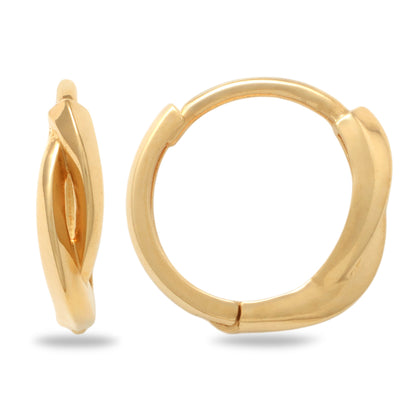 Real 10k Solid Yellow Gold Fancy Hoop Huggies Earrings