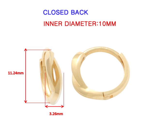 Real 10k Solid Yellow Gold Fancy Hoop Huggies Earrings