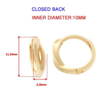 Real 10k Solid Yellow Gold Fancy Hoop Huggies Earrings