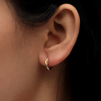 Real 10k Solid Yellow Gold Fancy Hoop Huggies Earrings