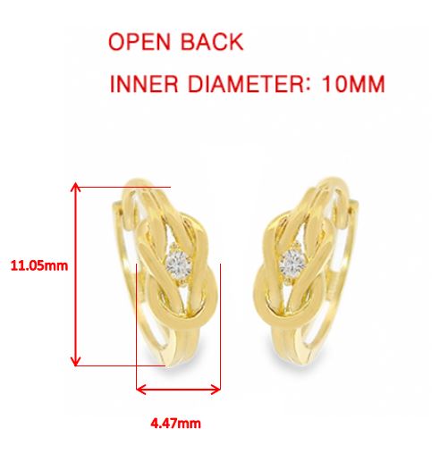 Real 10k Solid Yellow Gold Fancy Hoop Huggies Earrings