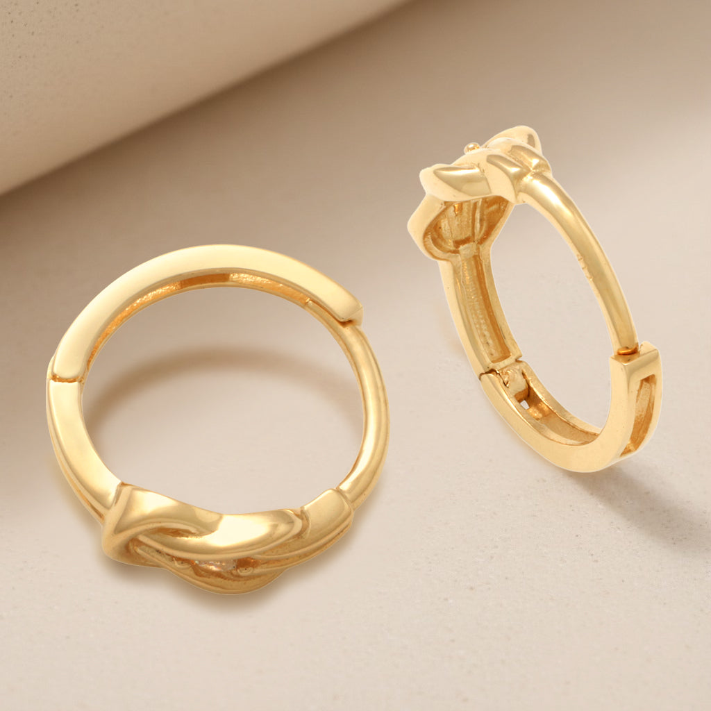 Real 10k Solid Yellow Gold Fancy Hoop Huggies Earrings