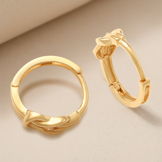 Real 10k Solid Yellow Gold Fancy Hoop Huggies Earrings