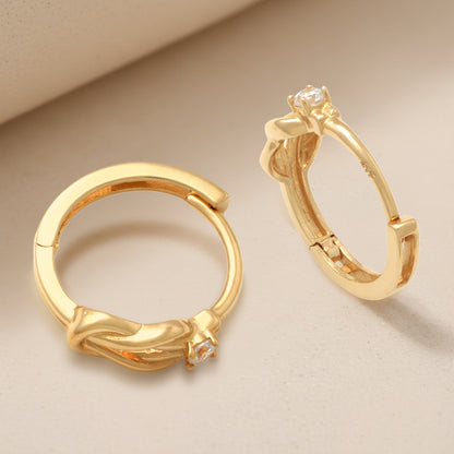 Real 10k Solid Yellow Gold Fancy Hoop Huggies Earrings