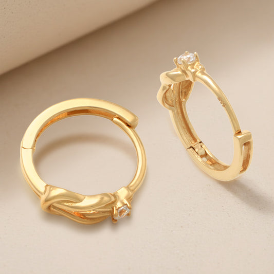 Real 10k Solid Yellow Gold Fancy Hoop Huggies Earrings