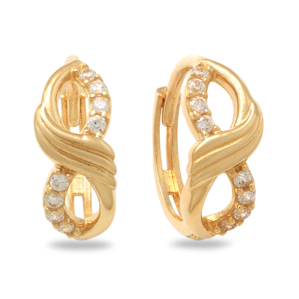 Real 10k Solid Yellow Gold Fancy Hoop Huggies Earrings