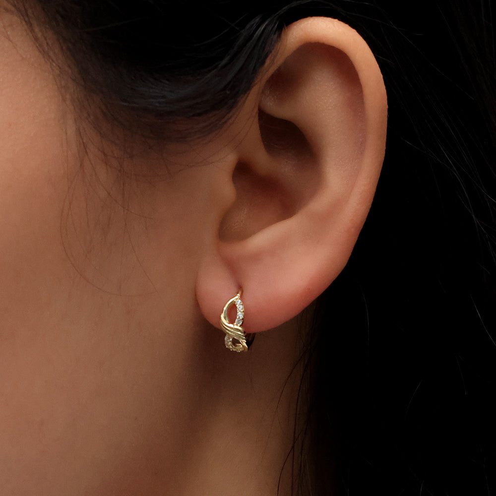 Real 10k Solid Yellow Gold Fancy Hoop Huggies Earrings